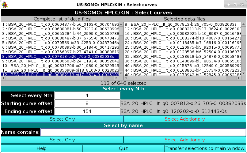 SOMO HPLC-SAXS Select files module