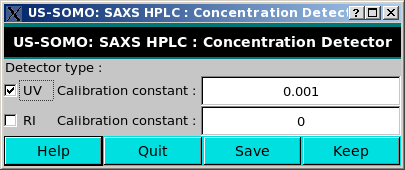 SOMO HPLC-SAXS Concentration Detector panel