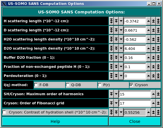 SOMO SANS Computation Options