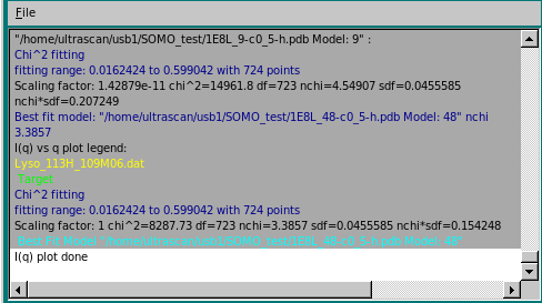 SOMO SAXS I(q) Expt. SAXS CSV file best fit progress window