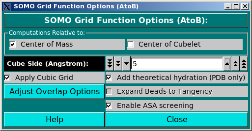 SOMO Grid Options Screen