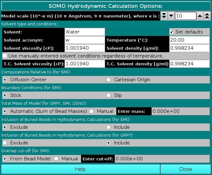 SOMO Hydrodynamics Screen