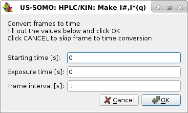 Somo-HPLC/KIN Make I#(q) or I*(q) second pop-up panel