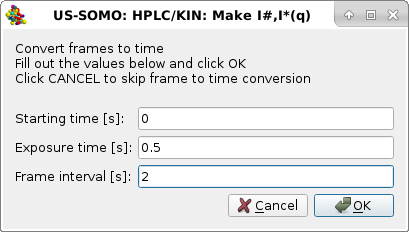 Somo-HPLC/KIN Make I#(q) or I*(q) second pop-up panel