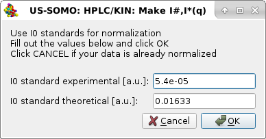Somo-HPLC/KIN Make I#(q) or I*(q) third pop-up panel
