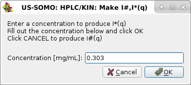 Somo-HPLC/KIN Make I#(q) or I*(q) fourth pop-up panel