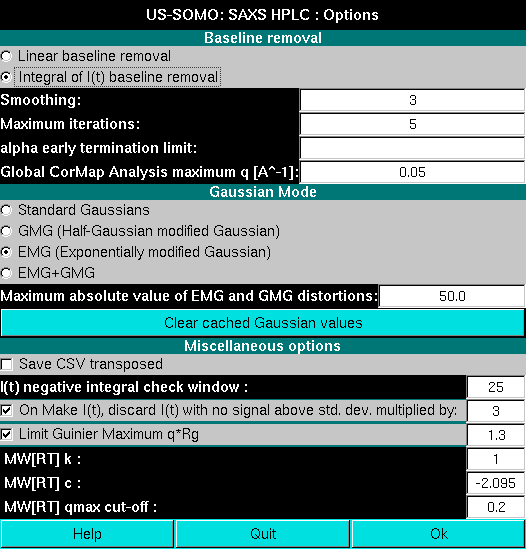SOMO HPLC-SAXS HPLC-SAXS Options: EMG