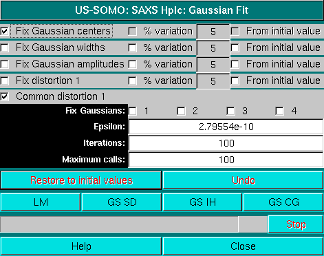 SOMO HPLC-SAXS Skewed Gaussians Fit EMG