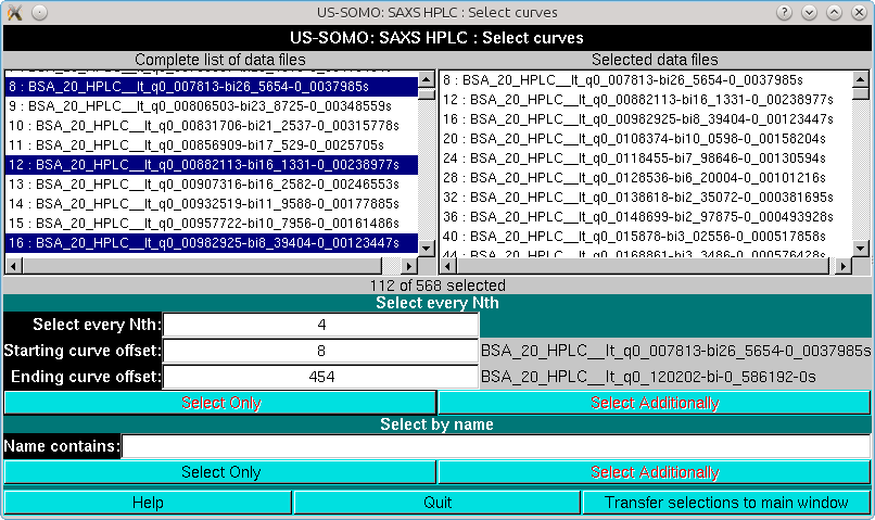 SOMO HPLC-SAXS Select files module