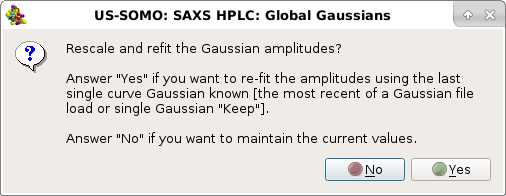 SOMO HPLC-SAXS Global Gaussians mode: fit amplitudes or restore saved ones