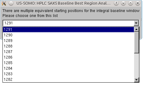 SOMO HPLC-SAXS integral baseline setting window in Baseline module