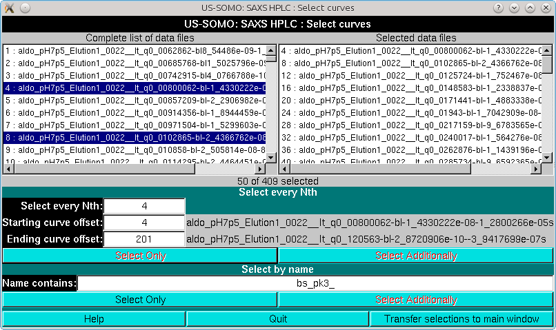 SOMO HPLC-SAXS Skewed Gaussians advanced selection