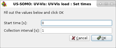 Somo-SAS UV-Vis module define times for data loading message