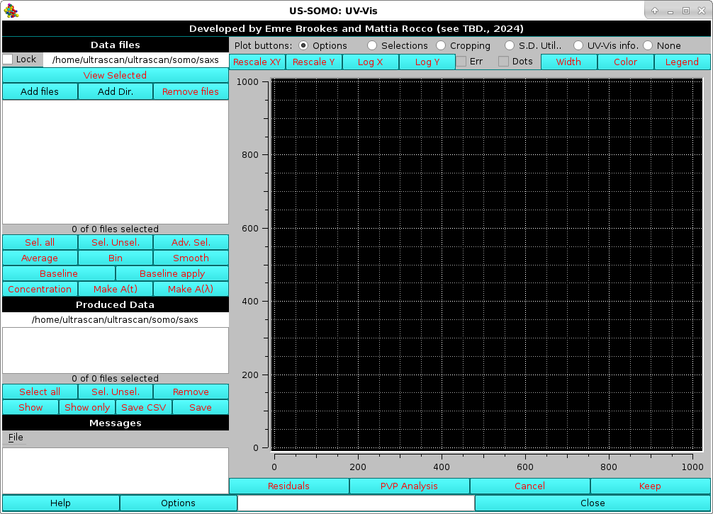 Somo-SAS UV-Vis module main screen