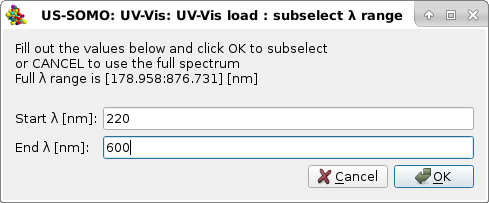 Somo-SAS UV-Vis module subselect wavelengths for data loading message