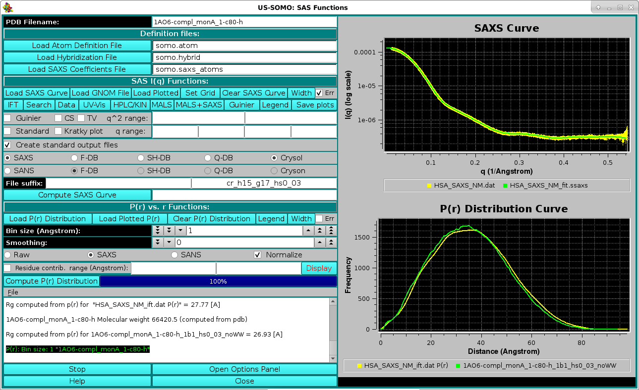 SOMO SAXS Simulation Screen