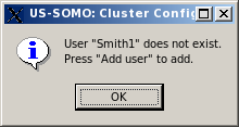 SOMO Cluster Configuration Module User Registration warning